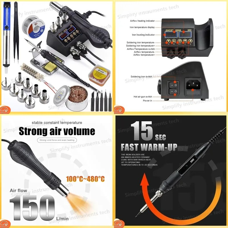 8898 Soldering Station 750W 2  - 2 In 1 Soldering Rework Station 750W recension och pris
